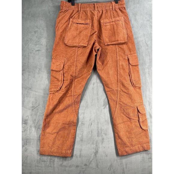 Free People Tahiti Cord Cargo Pants Pull On Drawstring Waist Size Small Orange - Picture 5 of 9